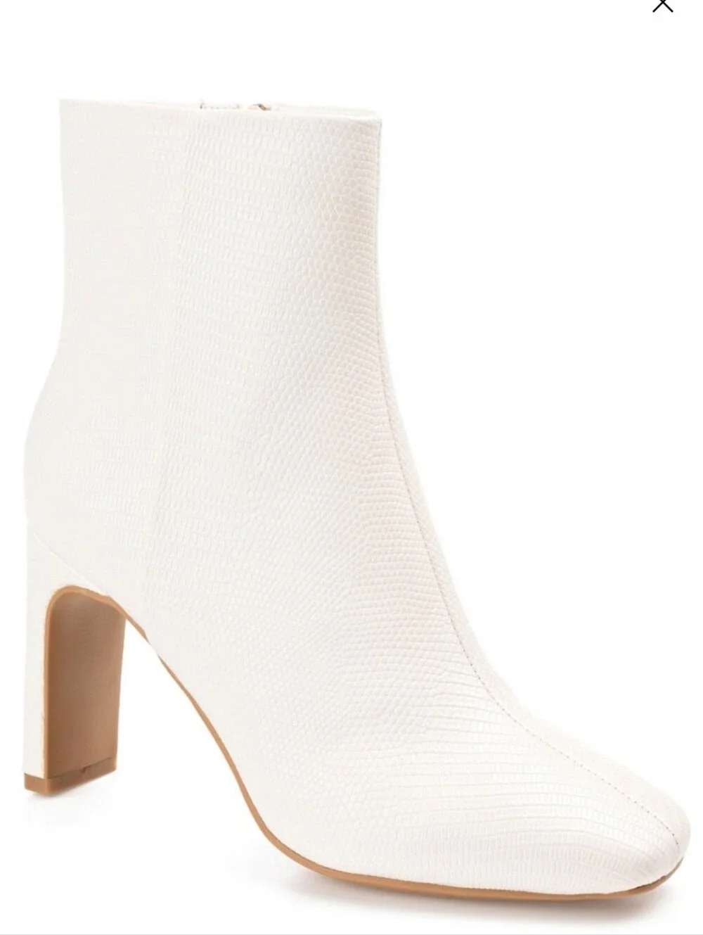 Journee Collection NEW IN BOX White Square Toe Lizard Print Booties Size 9.5 Wms